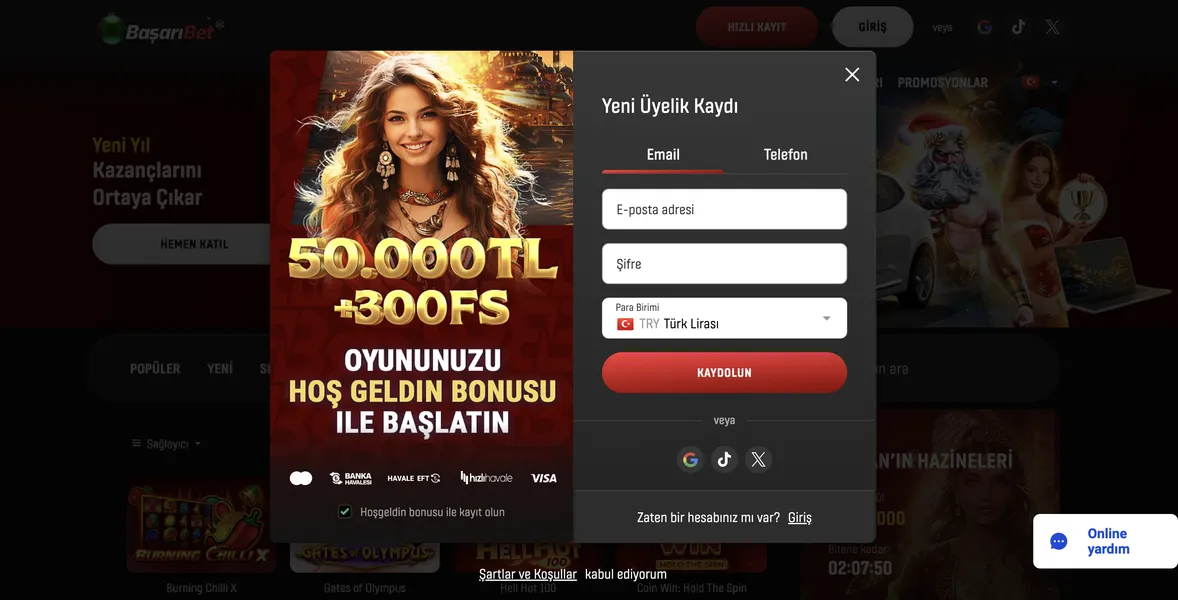 BasariBet'te Hesap Kaydı ve Oyuna Başlama
